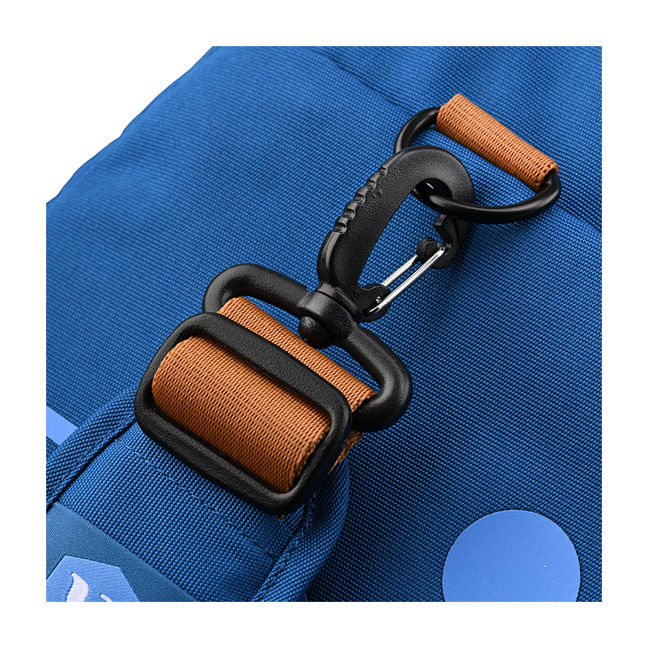 Ritual Calibre hockey duffle bag blue with brown straps and black carabiner