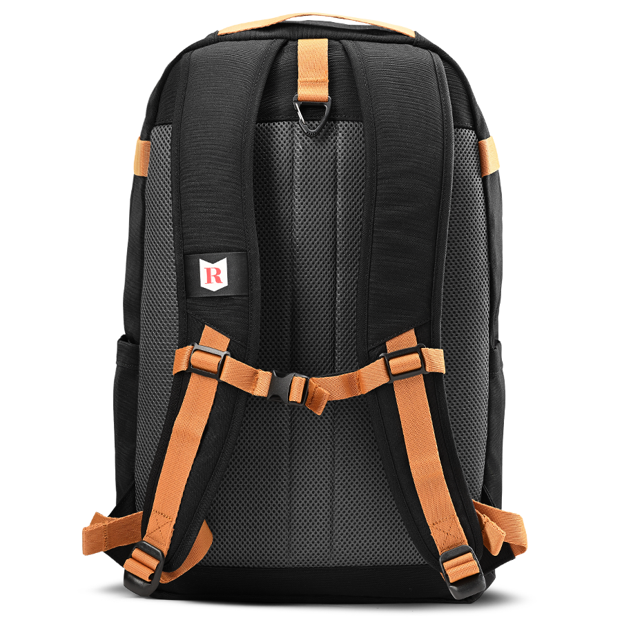 Ritual Covert hockey backpack black with brown straps, back view
