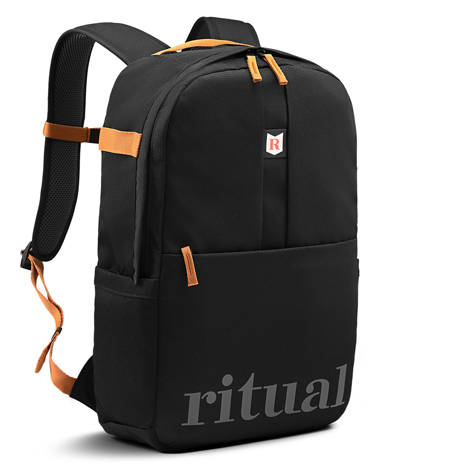 Ritual Covert hockey backpack black with brown accents and bag straps