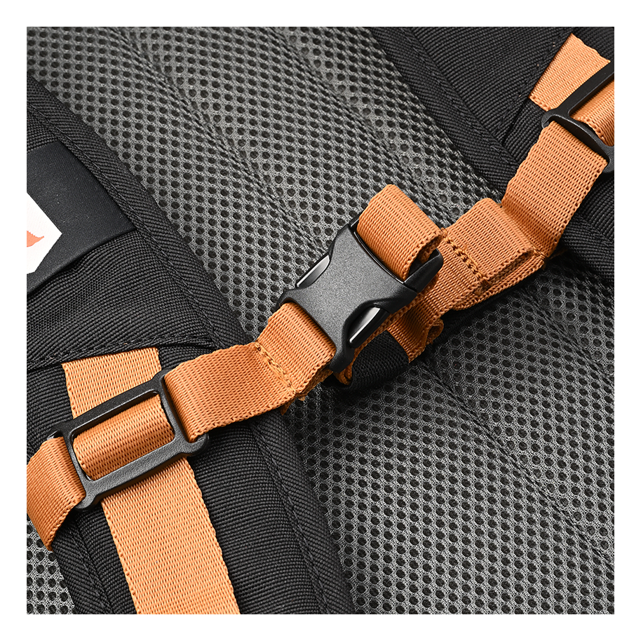 Ritual Covert hockey backpack black with orange straps and black buckles