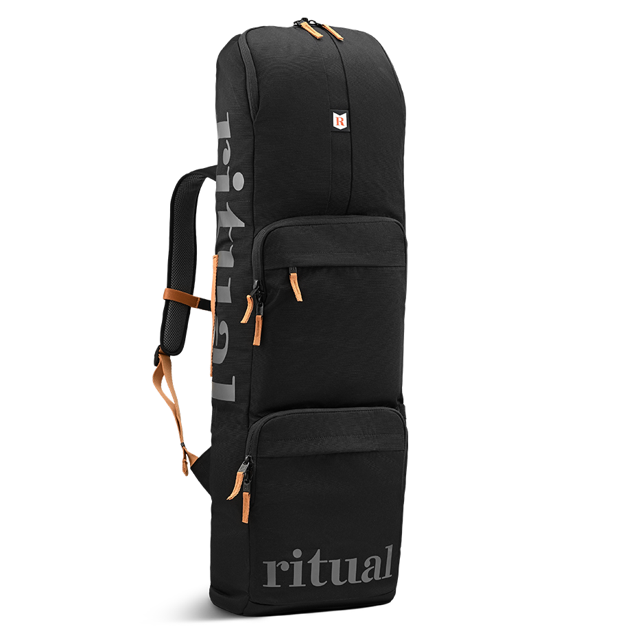 Ritual Mission combo hockey bag black with branding, front and left side view