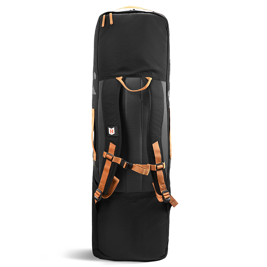 Ritual Mission combo hockey bag black with visible brand logo and bag straps, back view