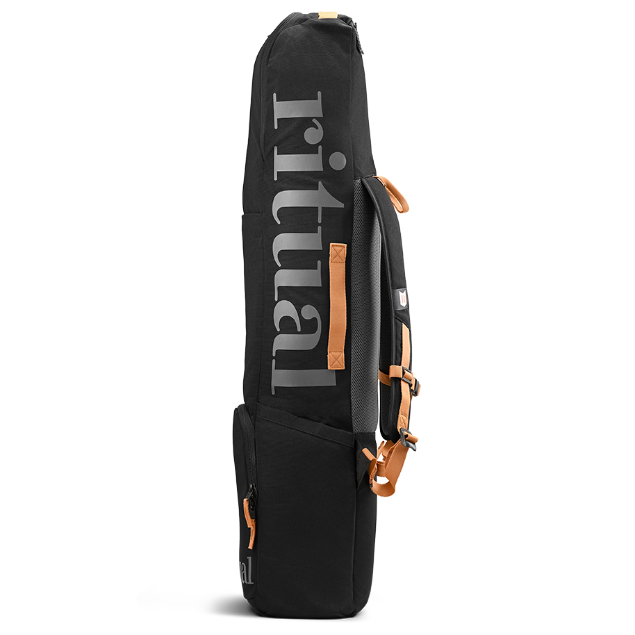 Ritual Tactic combo hockey bag black with branding and straps, right side view