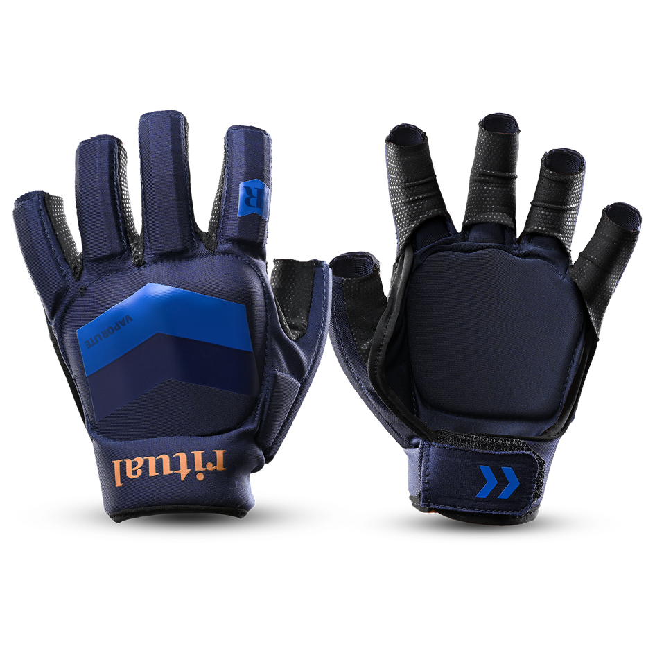 Pro hockey, rituals hockey, blue field hockey gloves, maximum protection, knuckle shield
